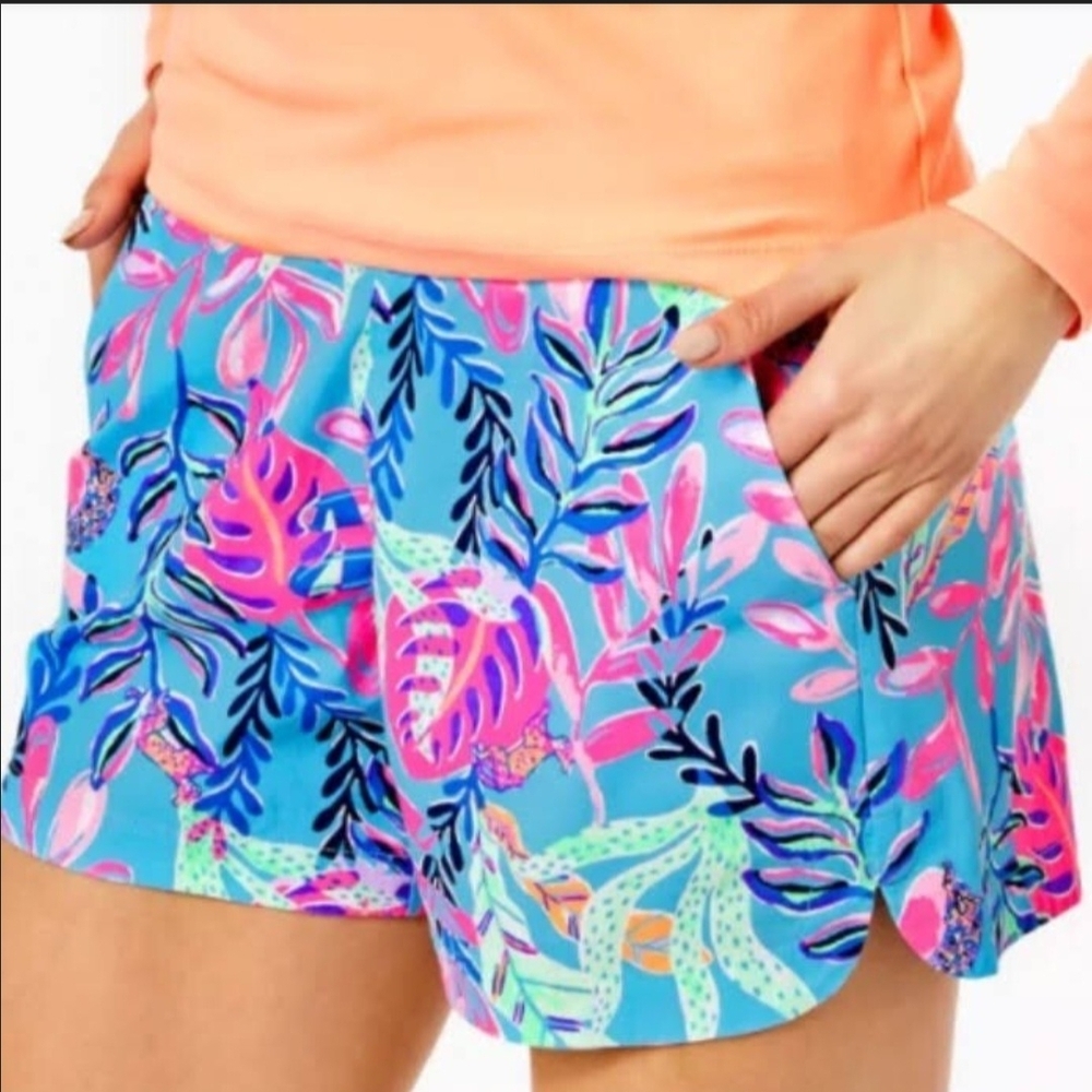 NWT Lilly Pulitzer Ocean View Shorts In Porto Blue You've Been Spotted Size XL